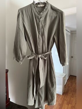 Soft Surroundings Cotton Gauze Dress in Sage Green